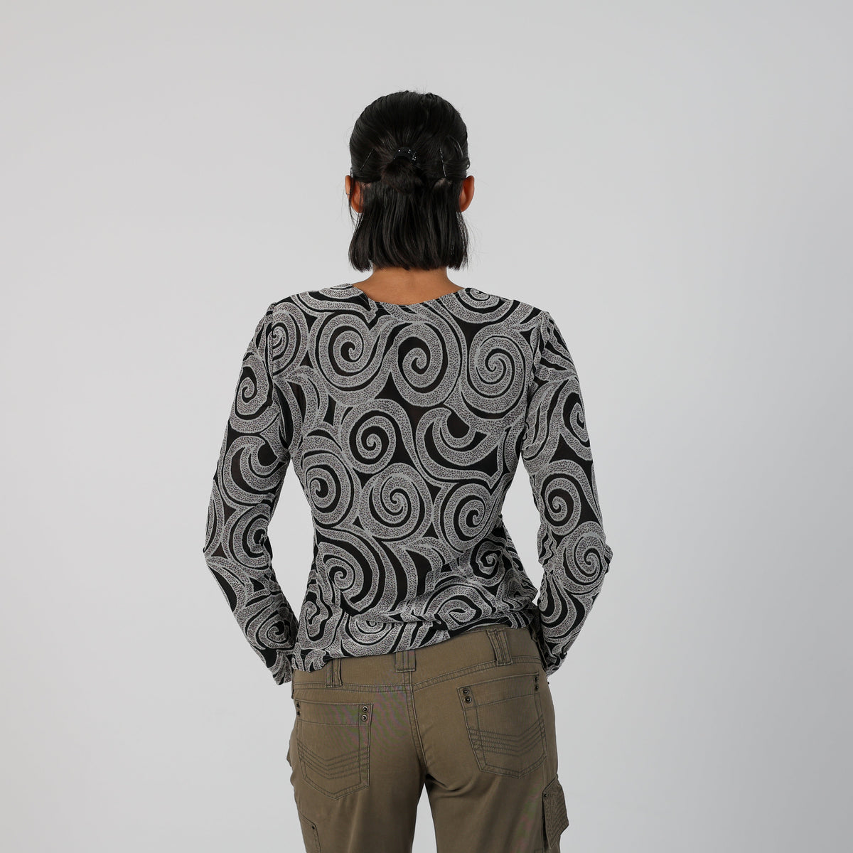 Black Y2K Anna Ferrari Long Sleeve Top Sheer (S)