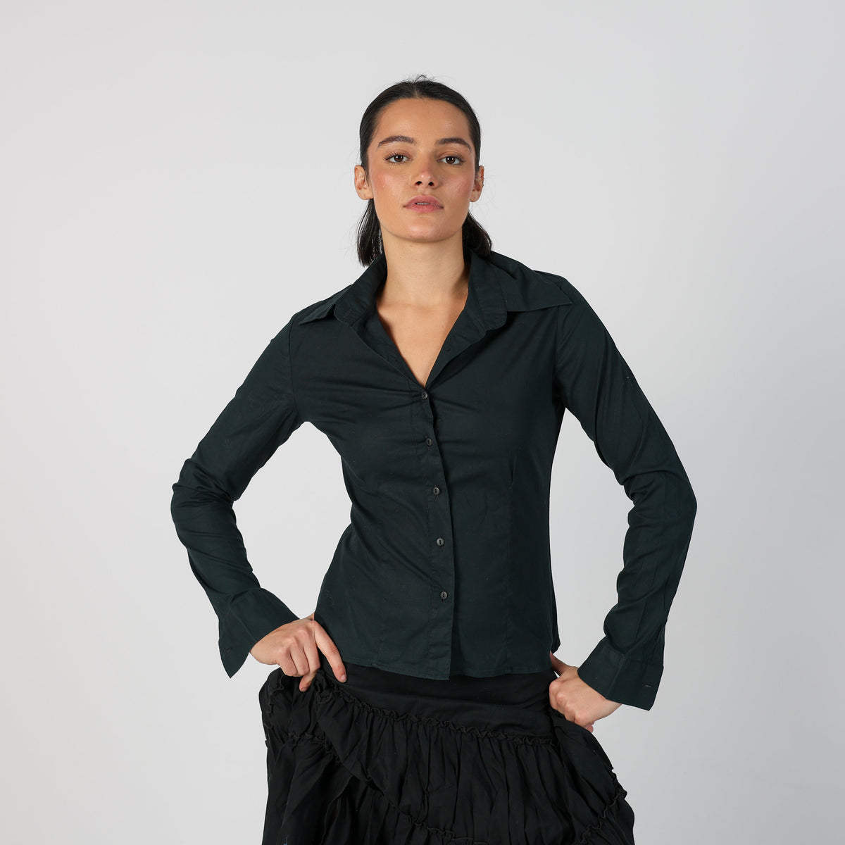 Black Y2K Asics Shirt (S)