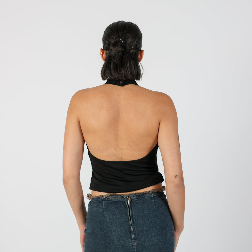 Black Y2K Made in Italy Cami Halter (S)