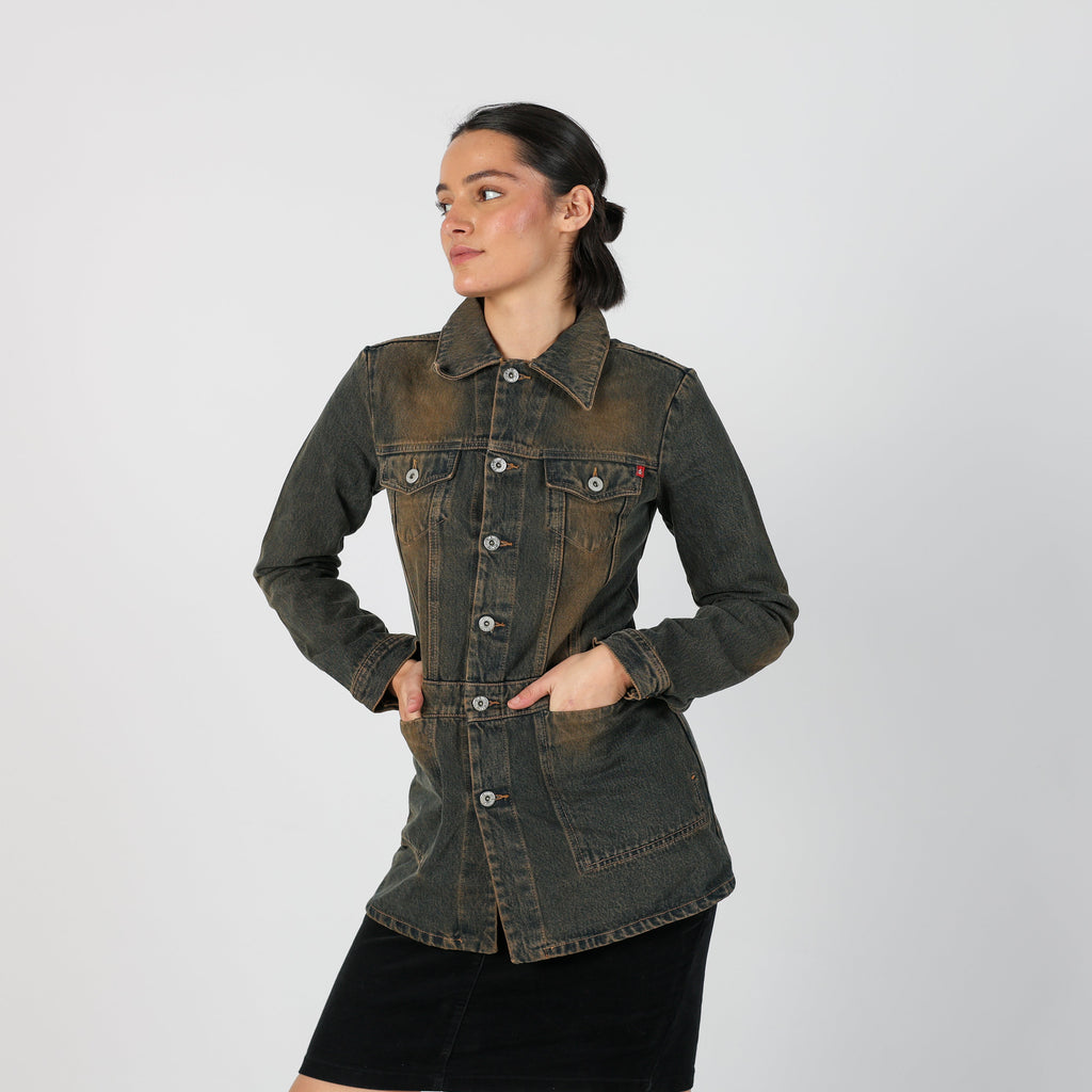 Blue Y2K Made in Italy Denim Jacket Brown wash (S)