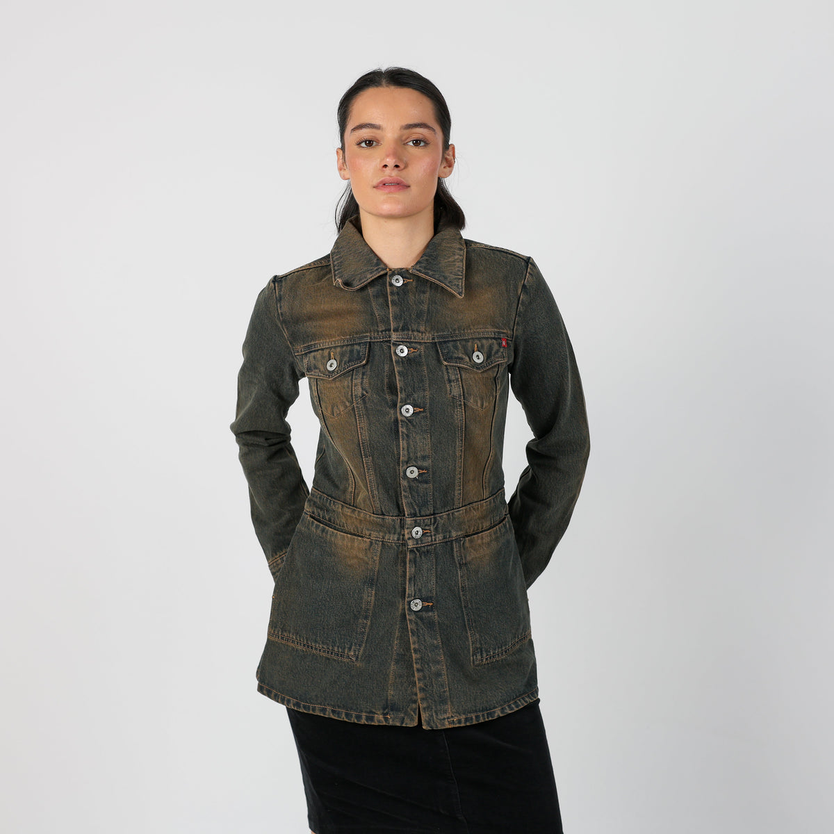 Blue Y2K Made in Italy Denim Jacket Brown wash (S)