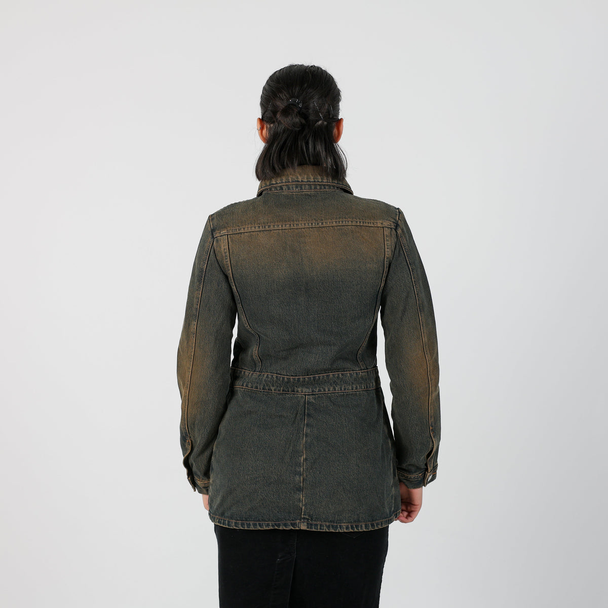 Blue Y2K Made in Italy Denim Jacket Brown wash (S)