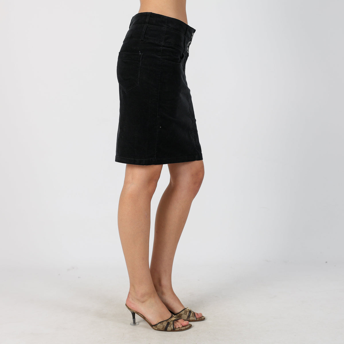 Black Y2K United Colors of Benetton Cord Skirt (S)