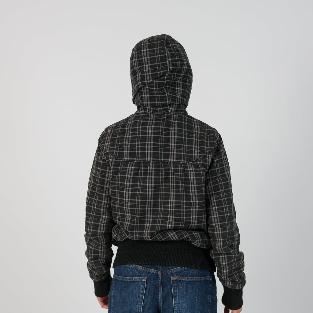 Black Y2K Fish Bone Puffer Jacket (M)