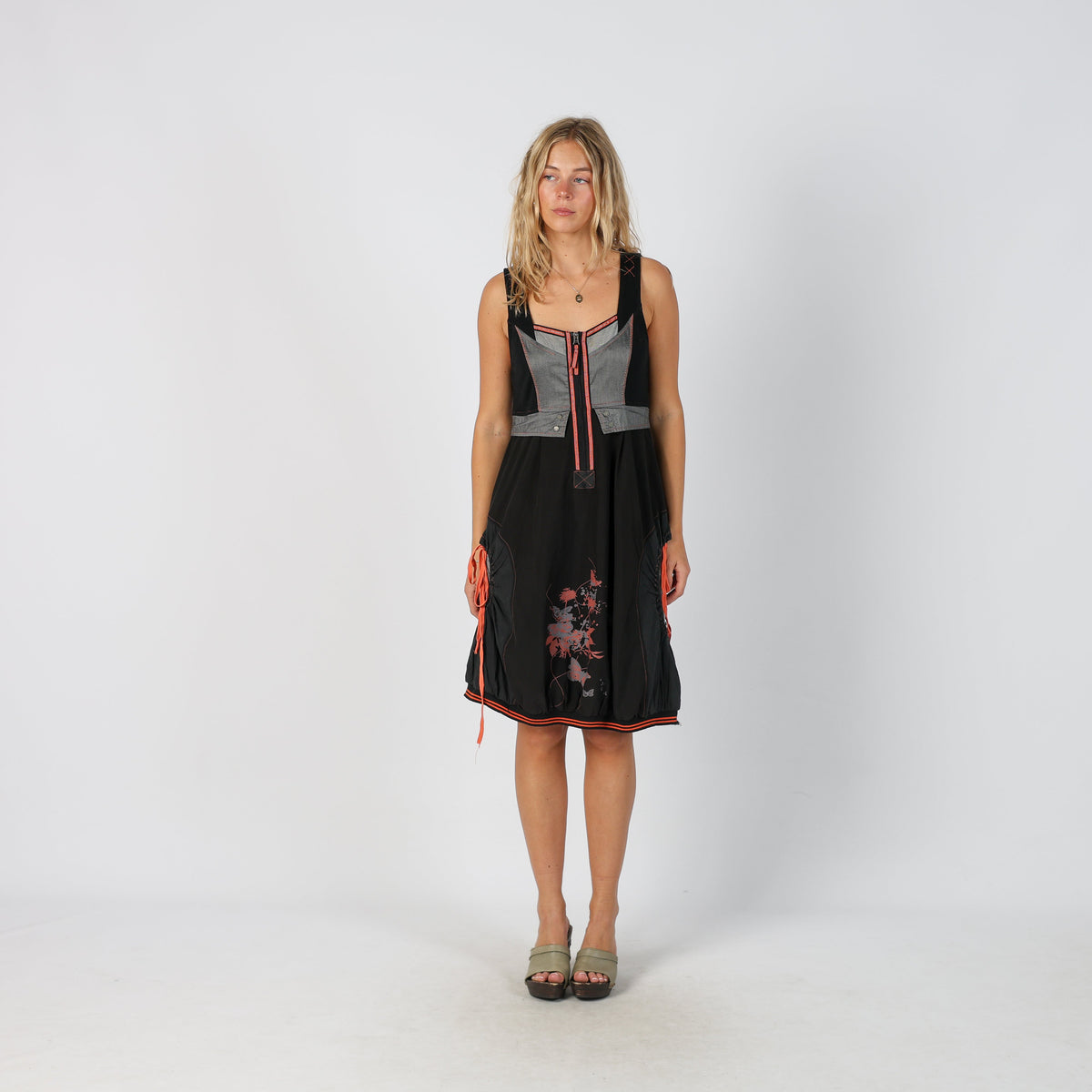 Black Y2K Lillia Tigresse Woven Midi Dress (S)