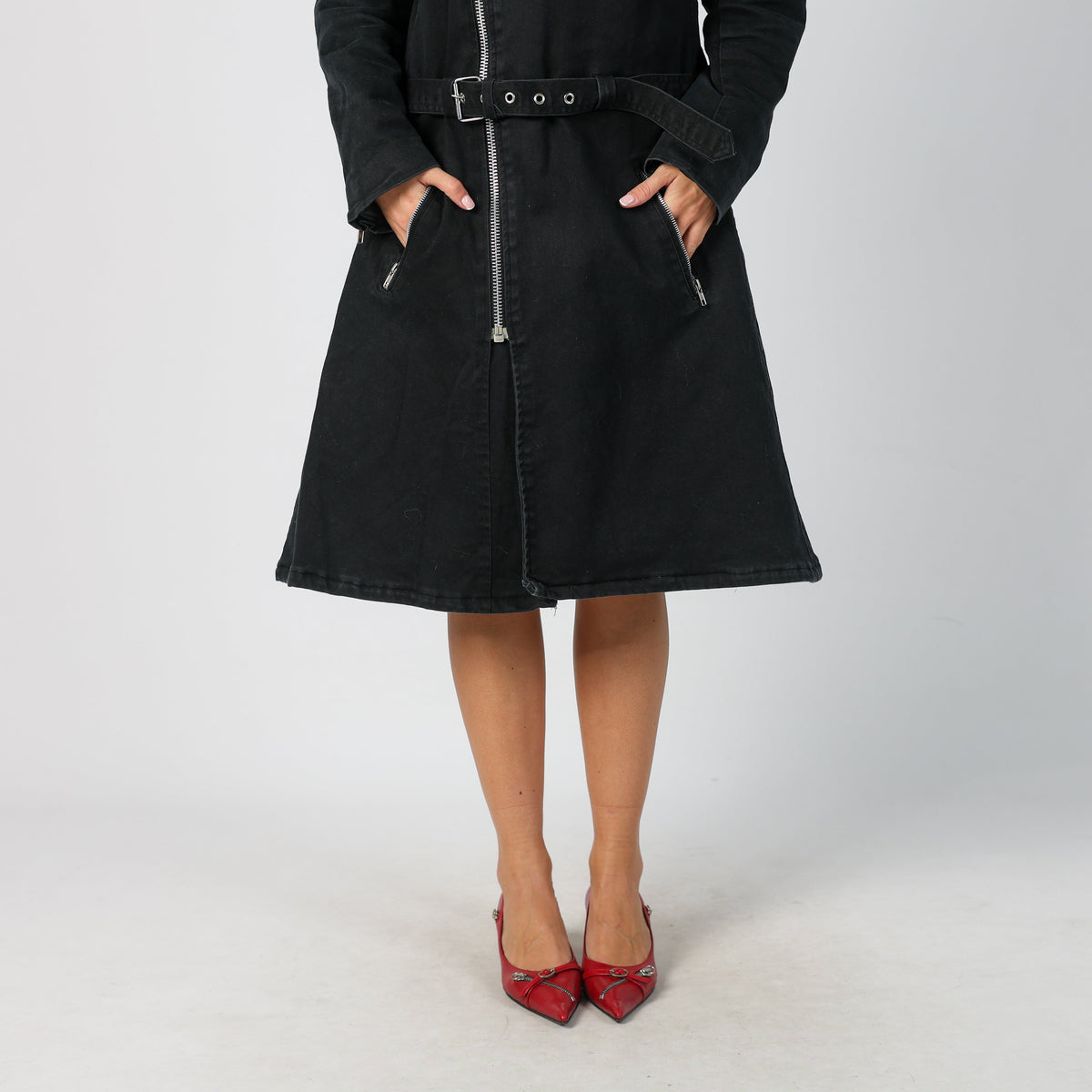 Black Y2K Gothicana Trench Coat (M)