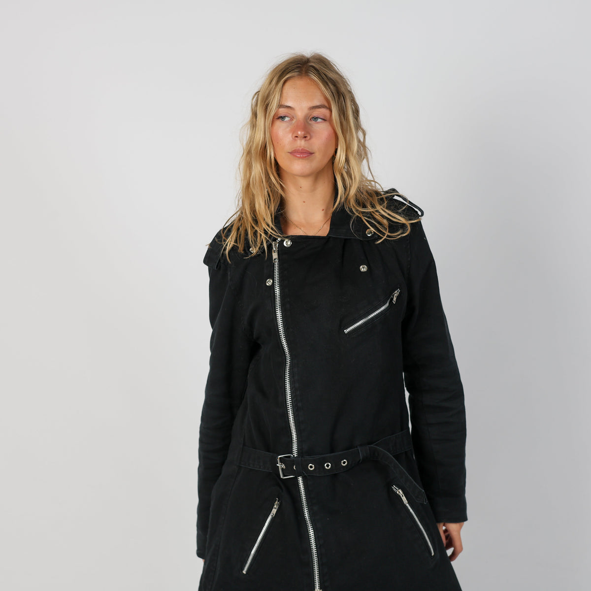 Black Y2K Gothicana Trench Coat (M)