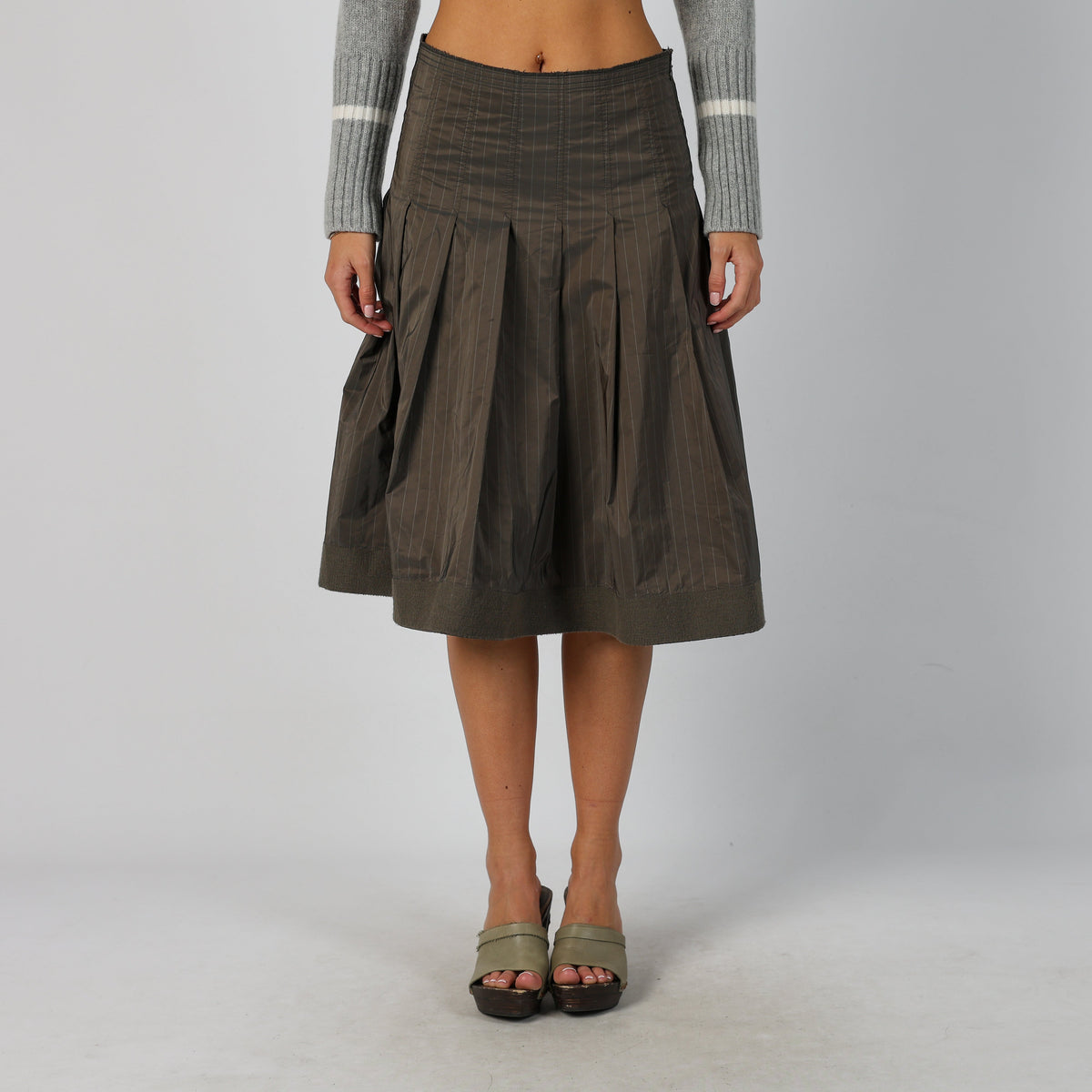 Bronze Y2K Seventy Woven Midi Skirt (M)