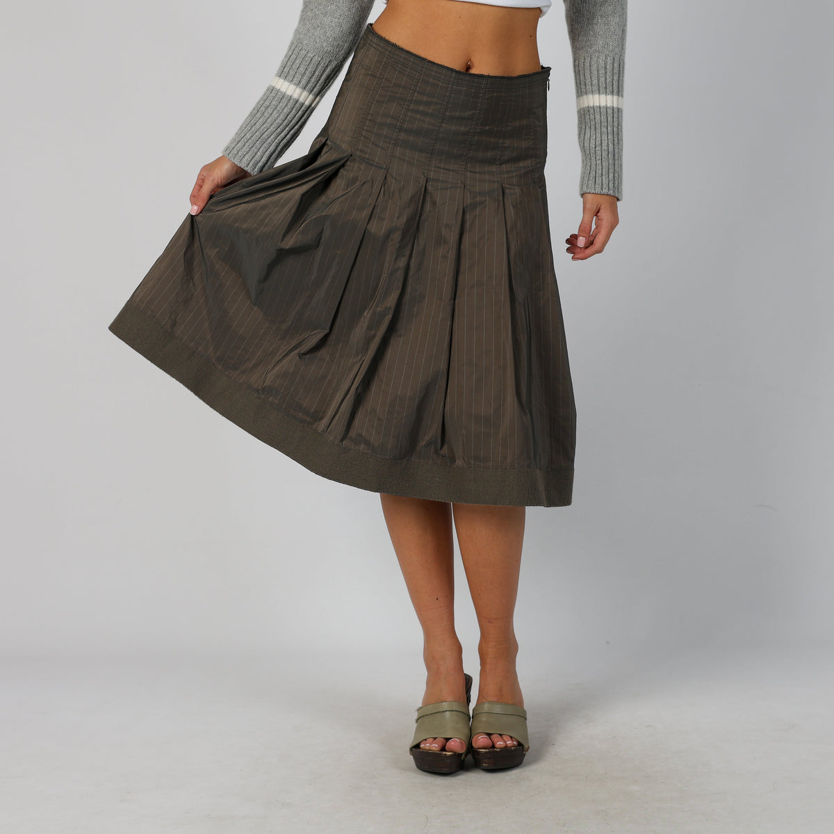 Bronze Y2K Seventy Woven Midi Skirt (M)