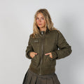 Dark Green Y2K Melrose Puffer Jacket Corsetted back (M)