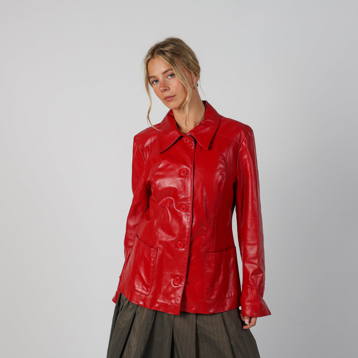 Red Y2K Elvisa Leather Jacket (M)