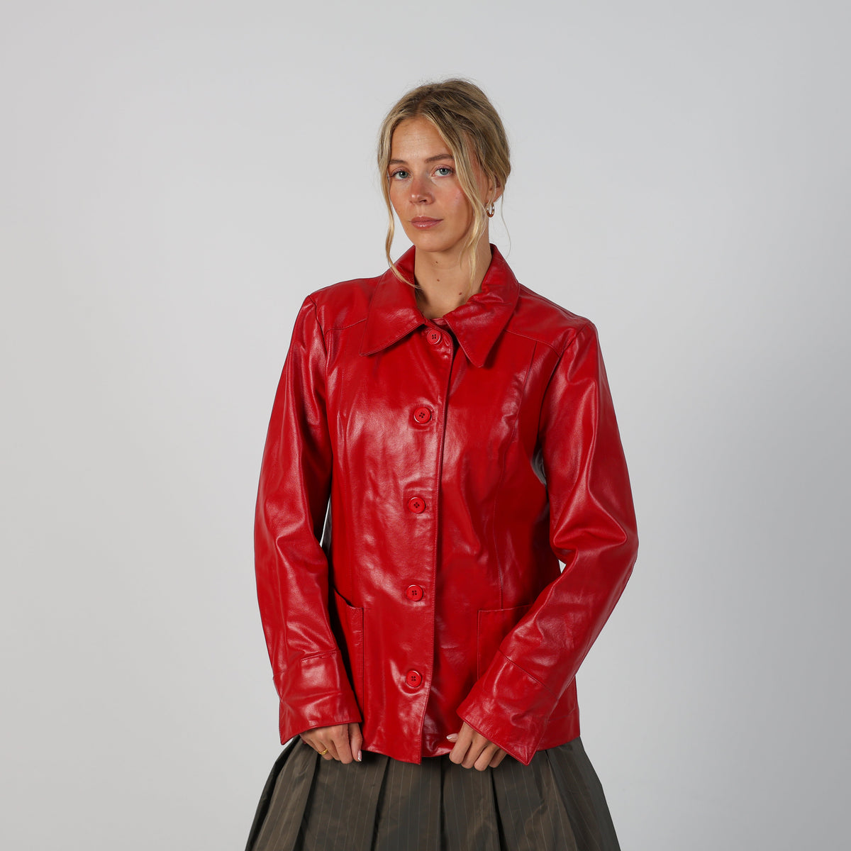 Red Y2K Elvisa Leather Jacket (M)