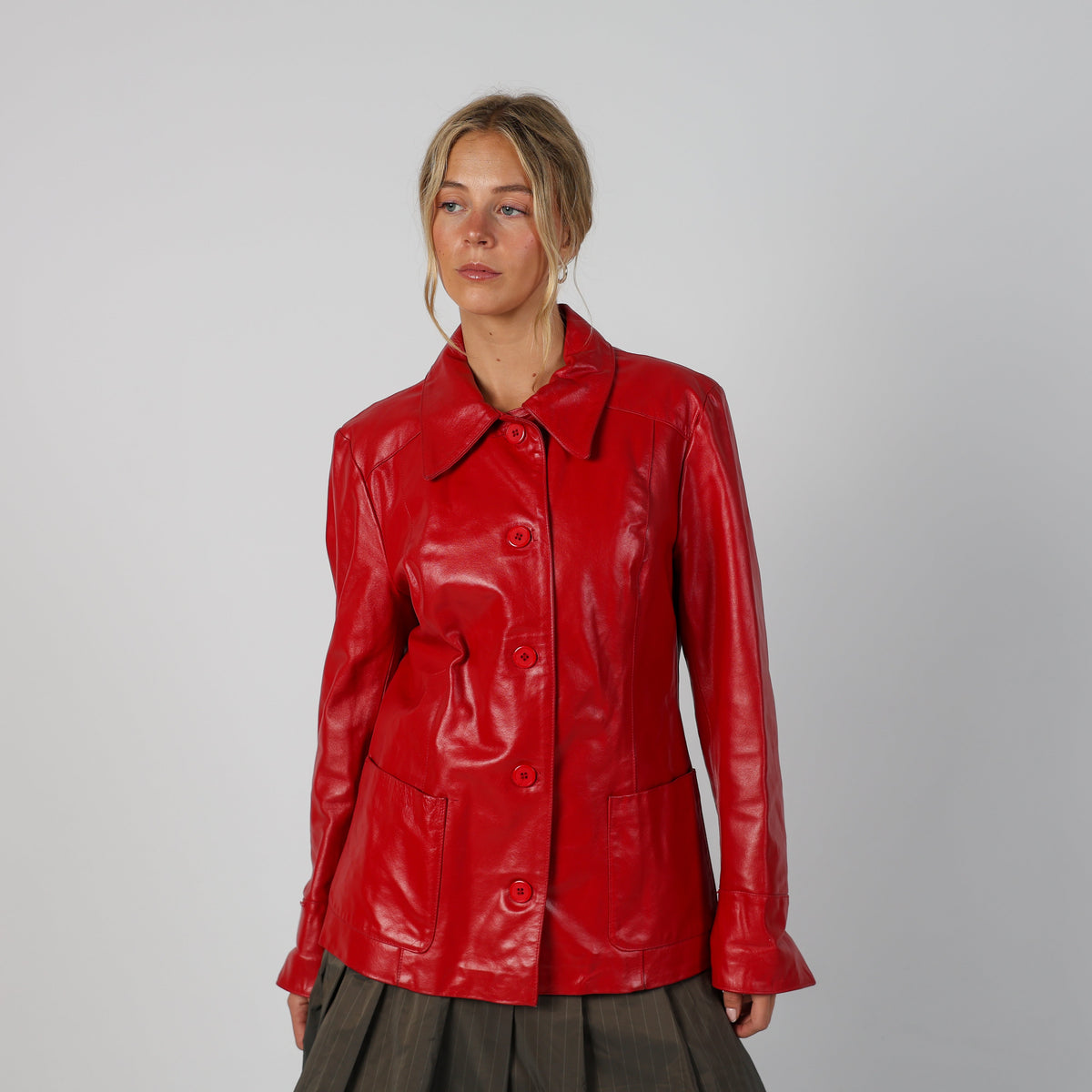Red Y2K Elvisa Leather Jacket (M)