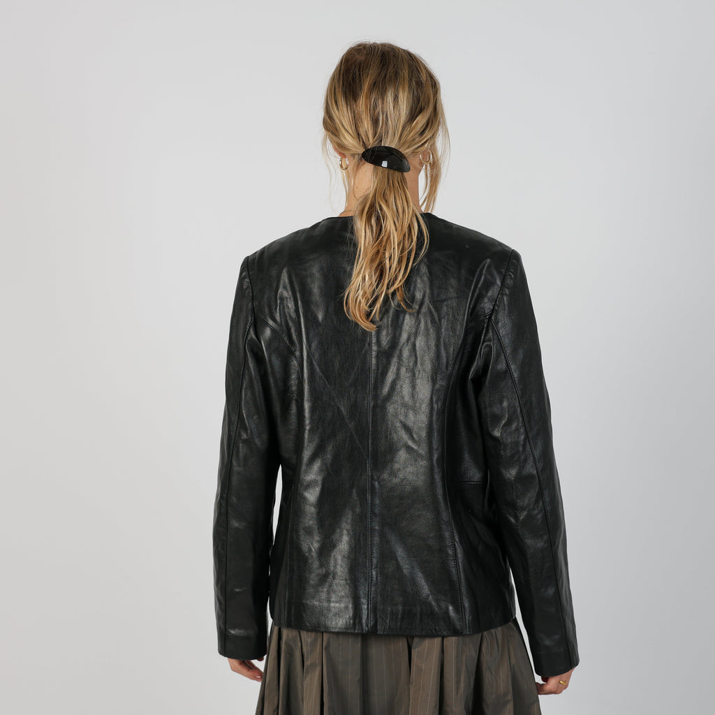 Black Y2K Ferracin Leather Jacket (L)