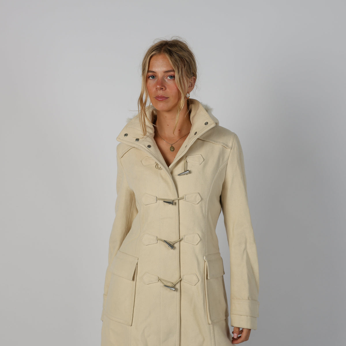Cream Y2K Made in Italy Duffle Coat (M)