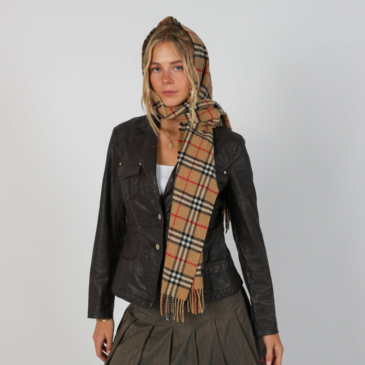 Brown Y2K Trussardi Leather Jacket Faux leather (M)