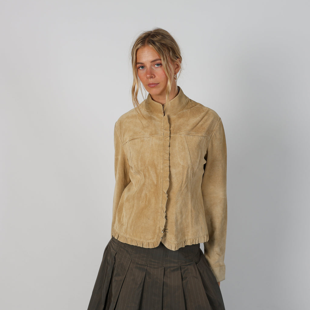 Beige Y2K Suede Jacket (M)