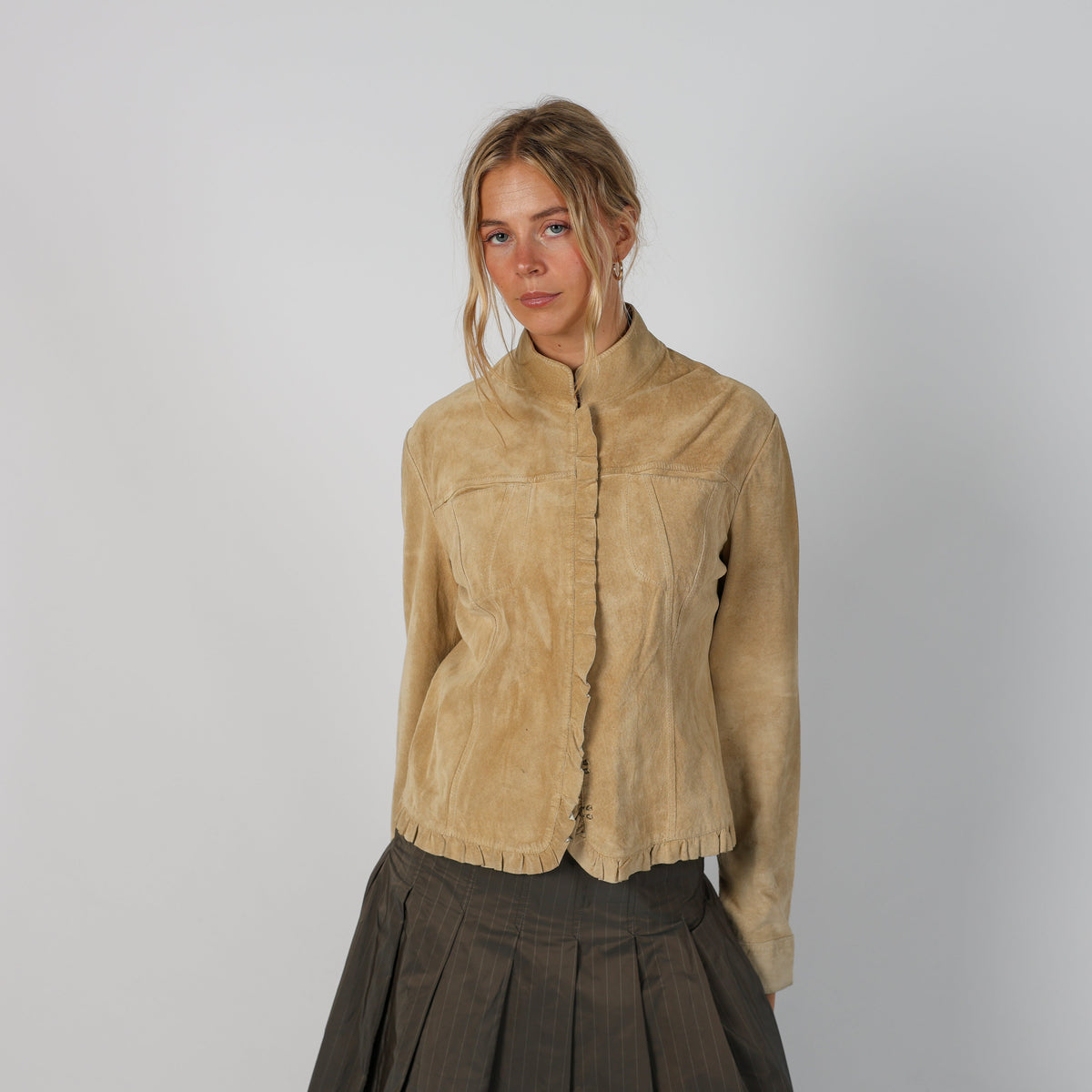 Beige Y2K Suede Jacket (M)