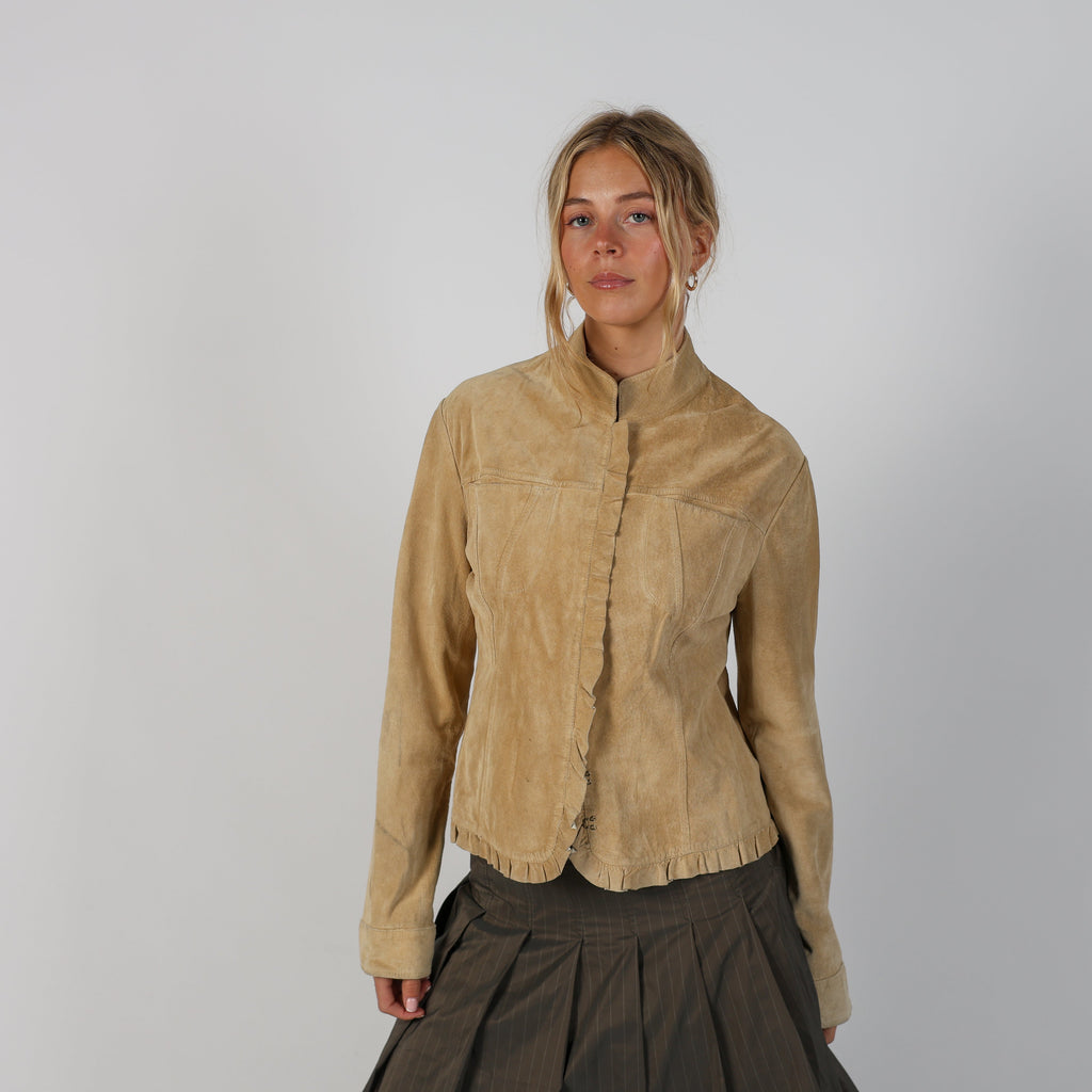Beige Y2K Suede Jacket (M)