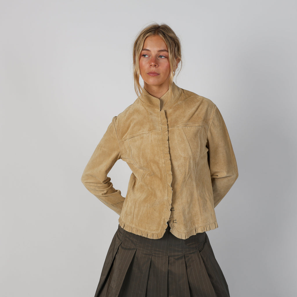 Beige Y2K Suede Jacket (M)