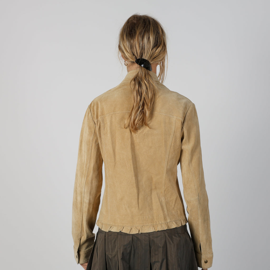 Beige Y2K Suede Jacket (M)