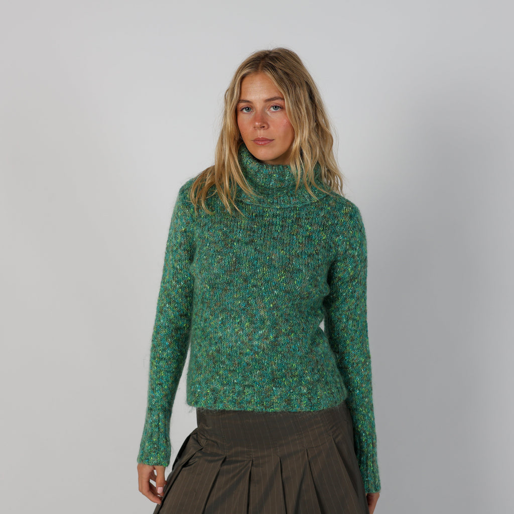 Dark Green Y2K Promod Knitted Jumper Turtleneck (M)