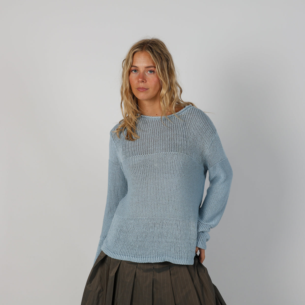 Light Blue Y2K Gerry Weber Knitted Jumper (L)
