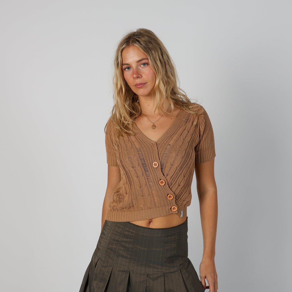 Tan Y2K Ekle Knitted Top (M)