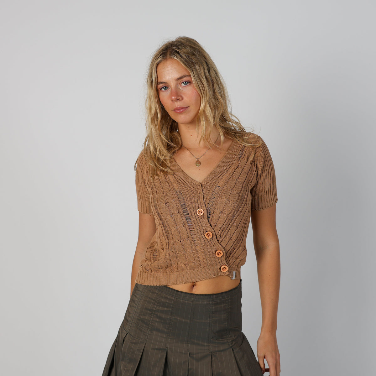 Tan Y2K Ekle Knitted Top (M)
