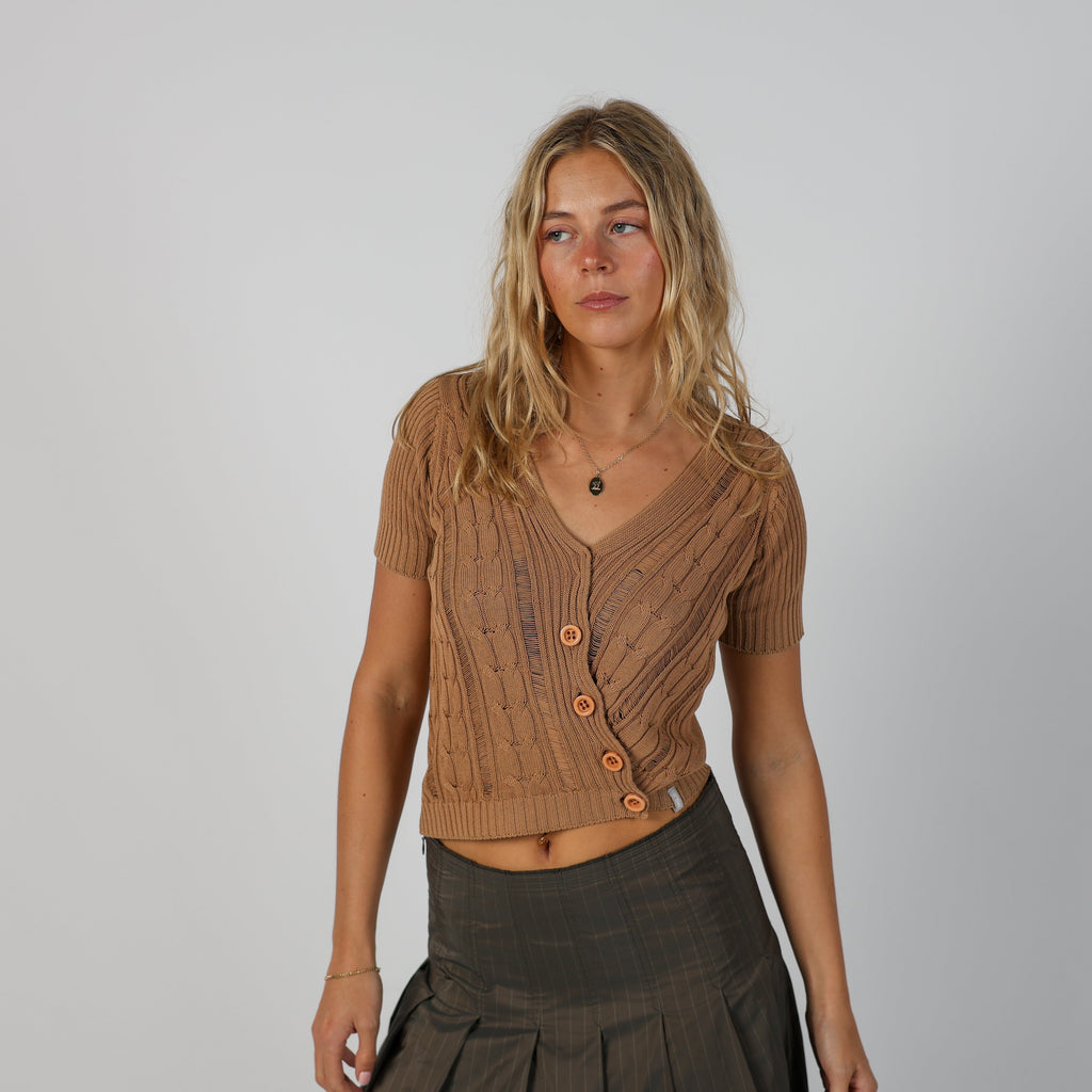 Tan Y2K Ekle Knitted Top (M)
