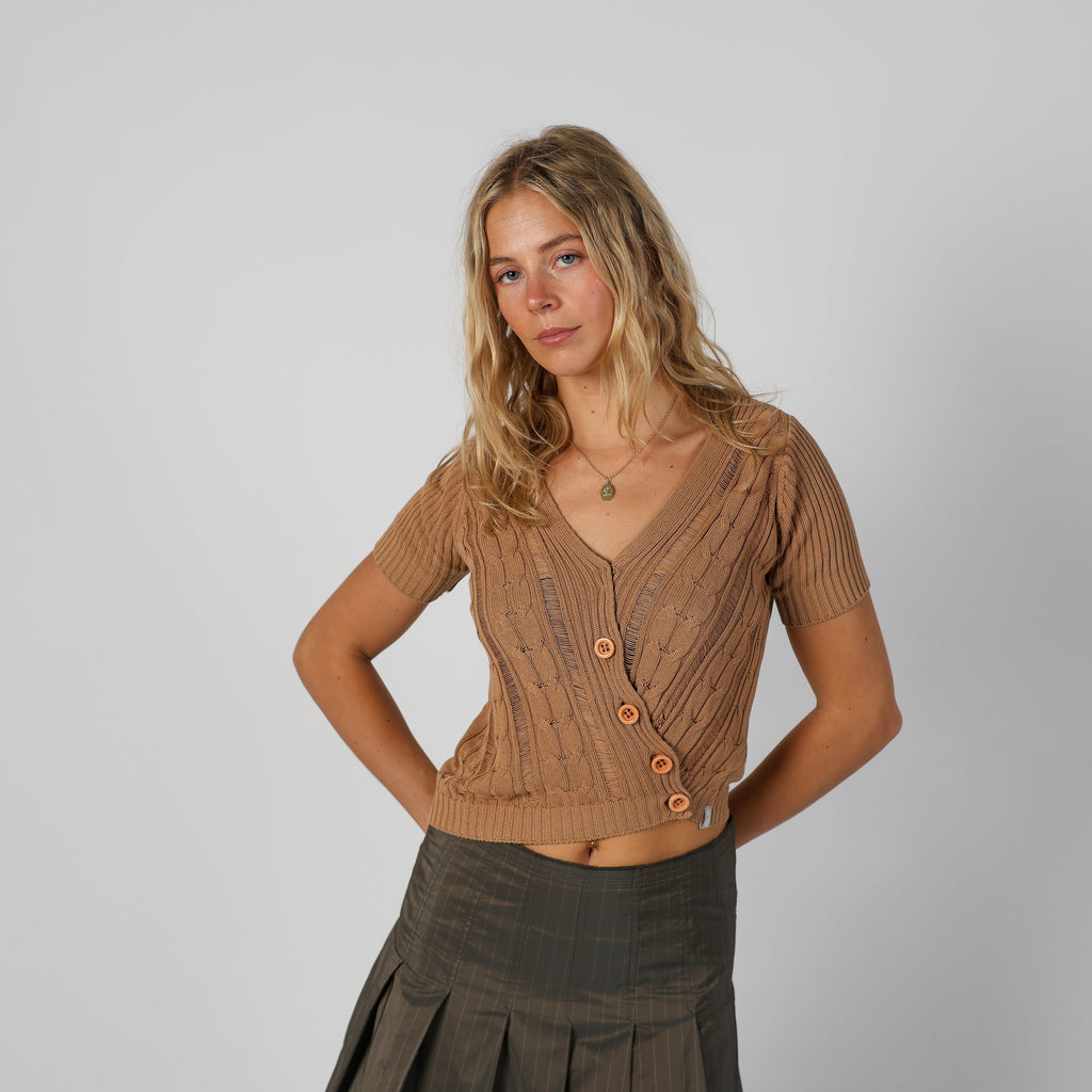 Tan Y2K Ekle Knitted Top (M)