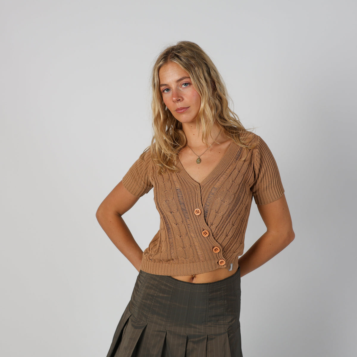 Tan Y2K Ekle Knitted Top (M)