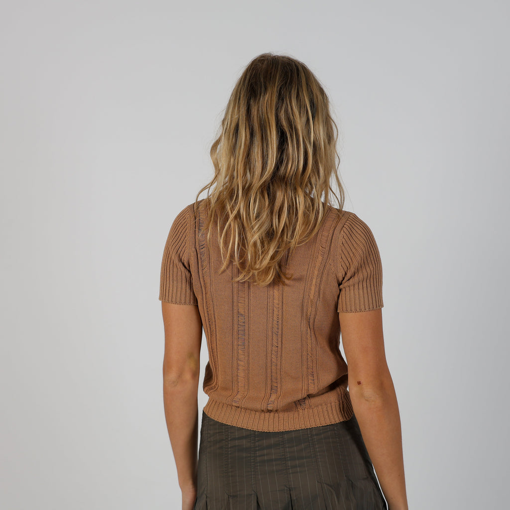 Tan Y2K Ekle Knitted Top (M)