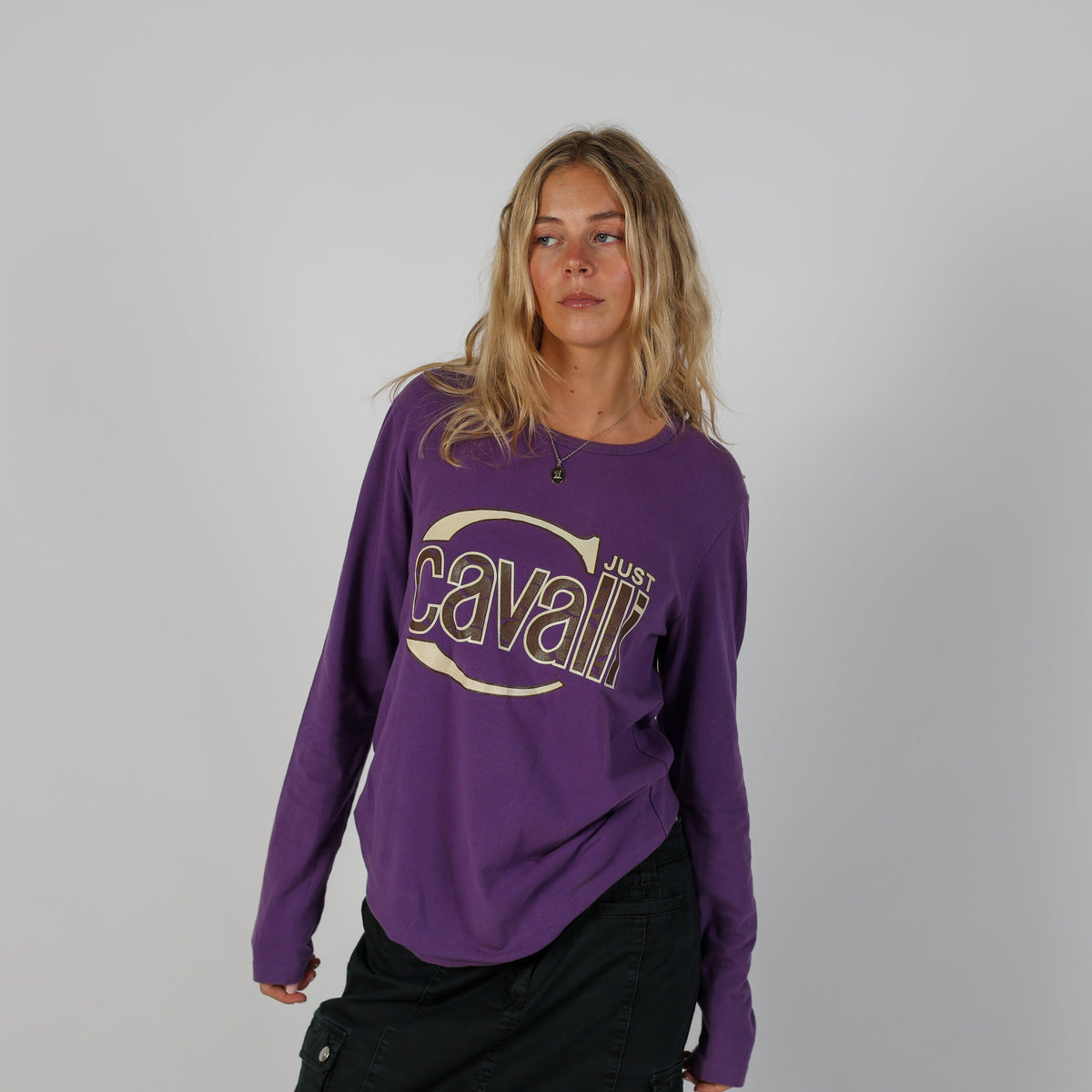 Purple Y2K Just Cavalli Long Sleeve Top (L)