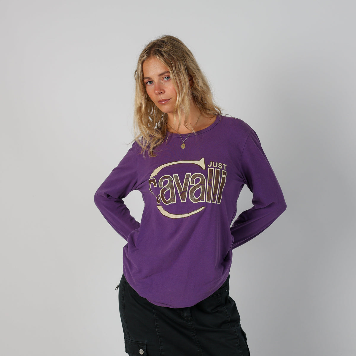 Purple Y2K Just Cavalli Long Sleeve Top (L)