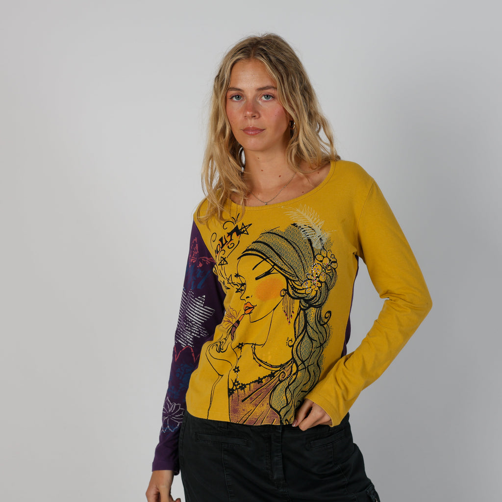 Yellow Y2K Long Sleeve Top (M)