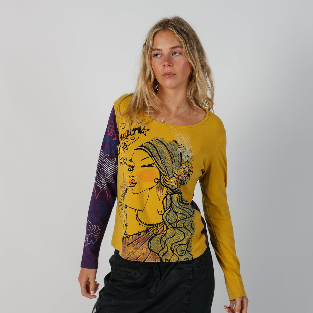 Yellow Y2K Long Sleeve Top (M)