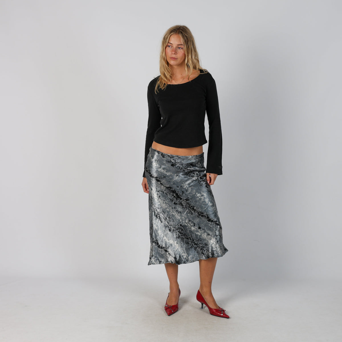 Light Grey Y2K Koan Woven Maxi Skirt (M)