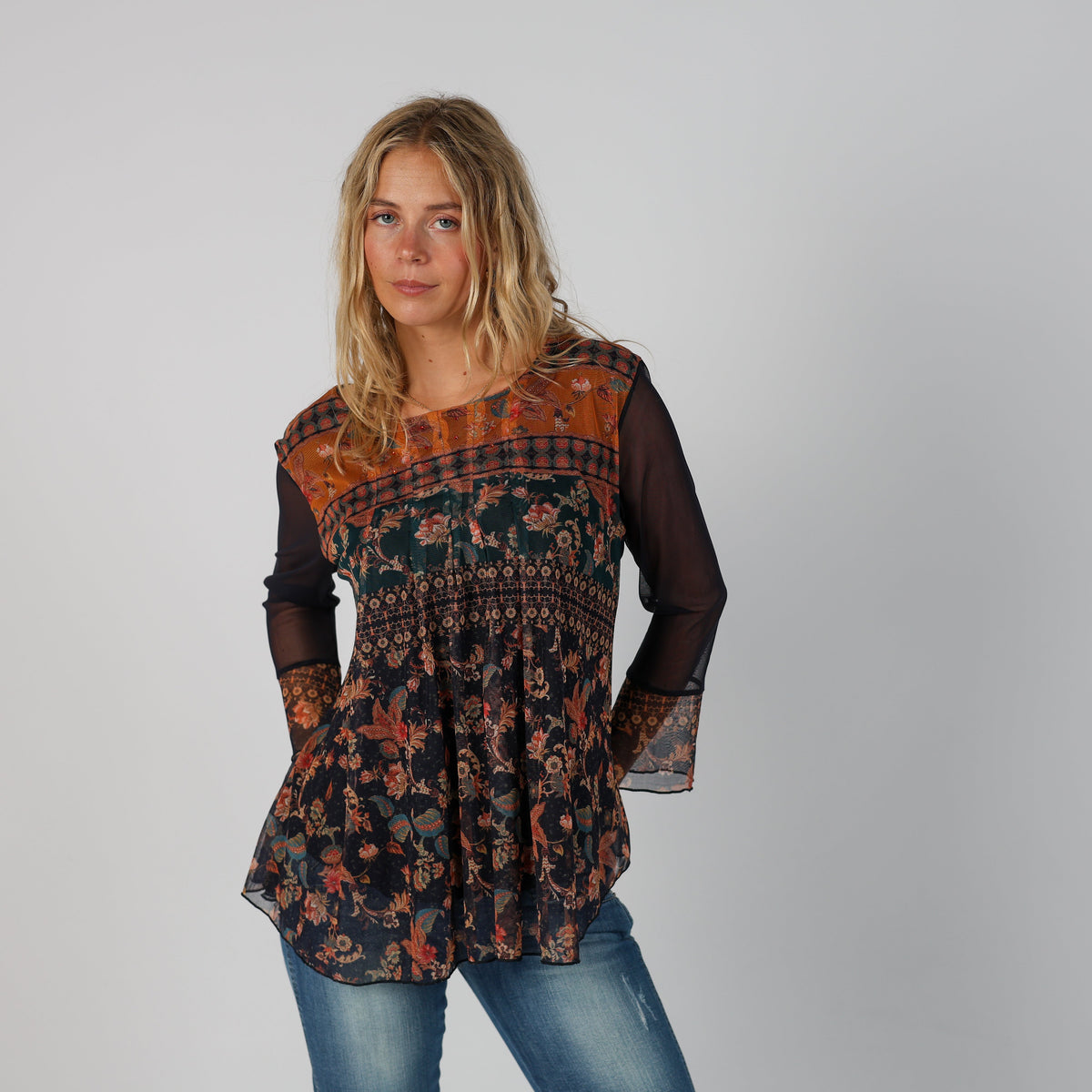 Navy Blue Y2K Desigual Long Sleeve Top (M)