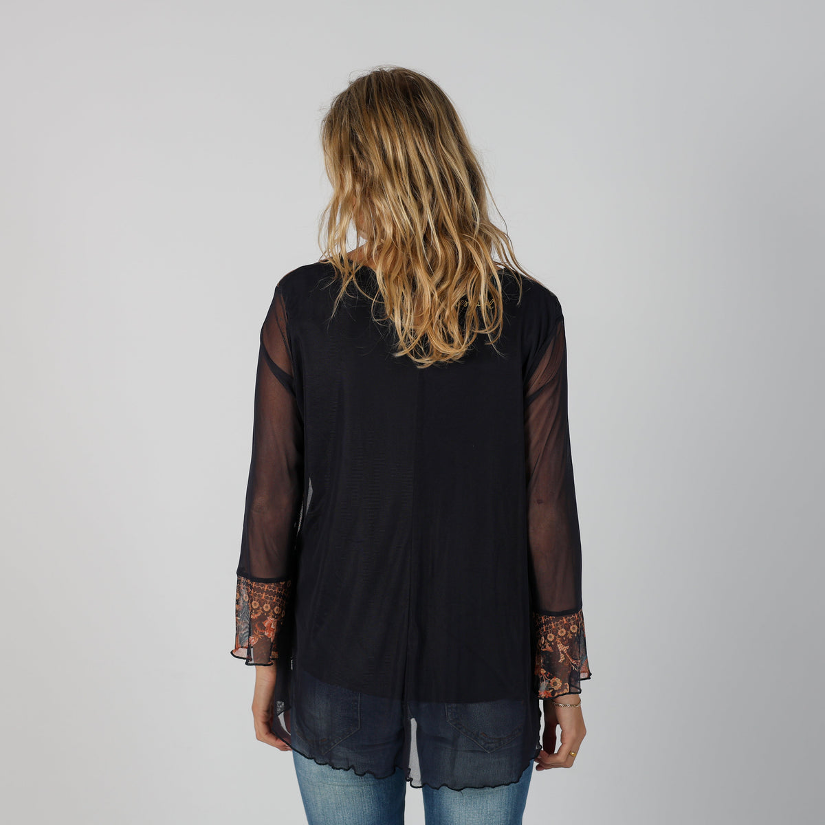 Navy Blue Y2K Desigual Long Sleeve Top (M)