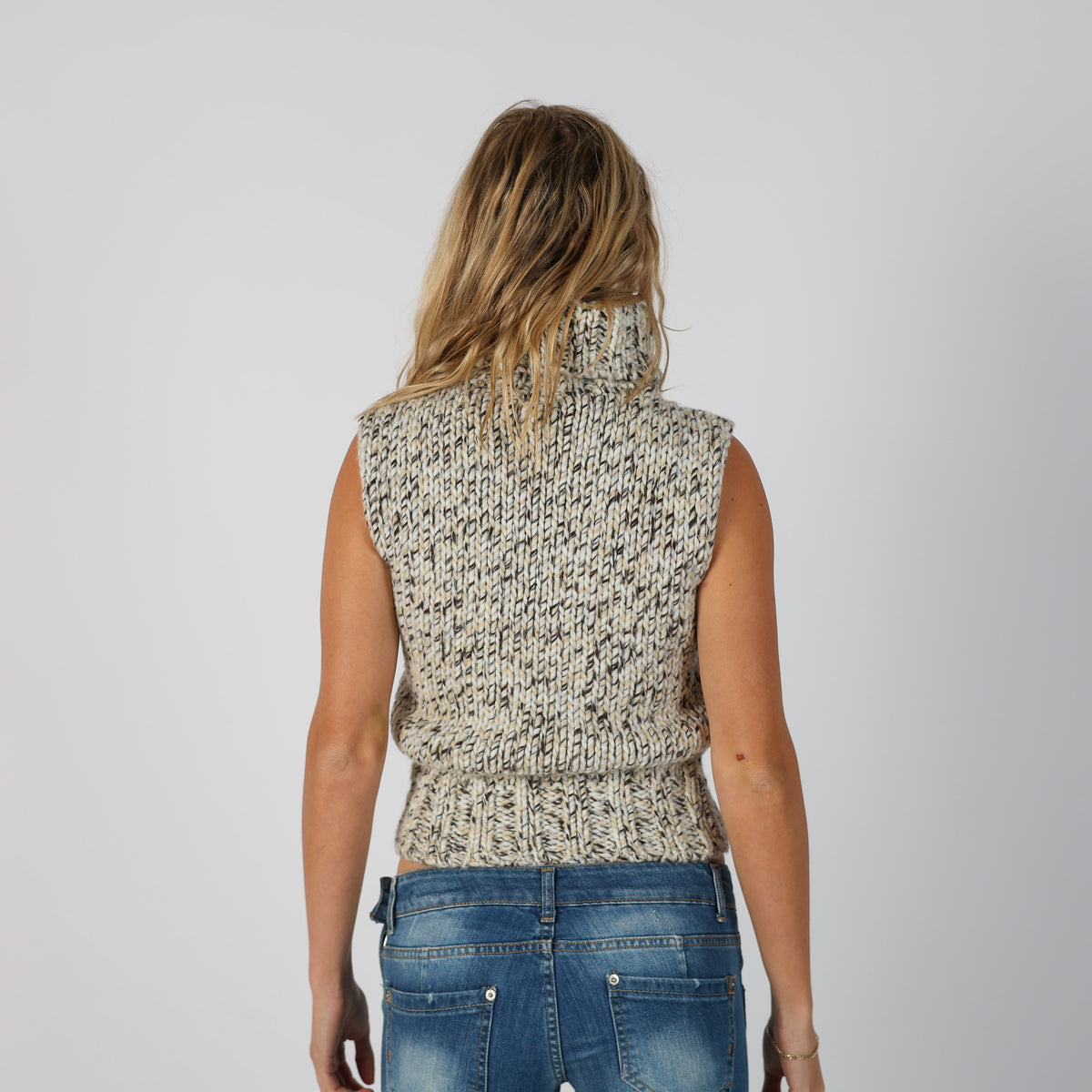 Cream Y2K Knitted Vest (S)
