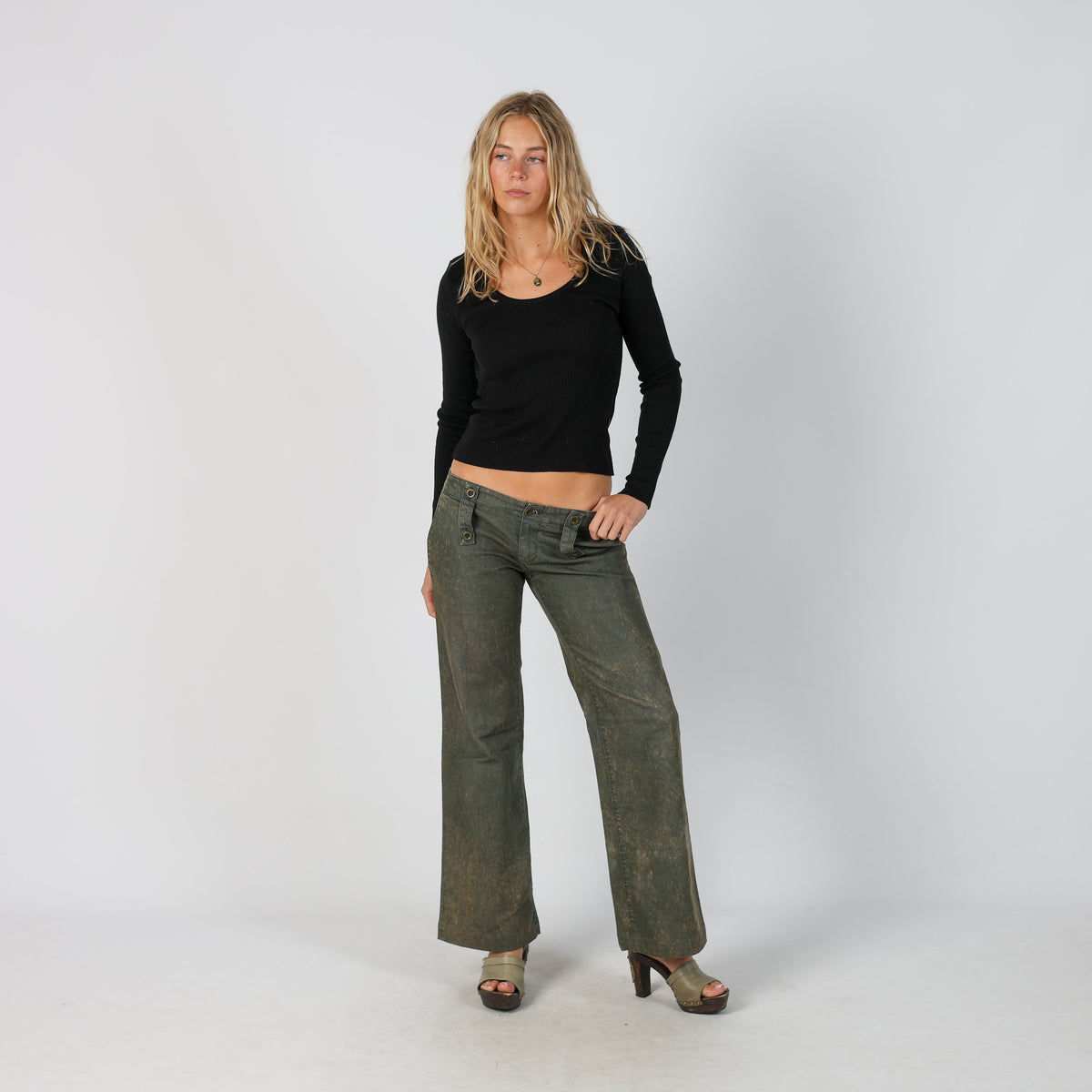 Dark Green Y2K Made in Italy Bootcut Jeans (M)