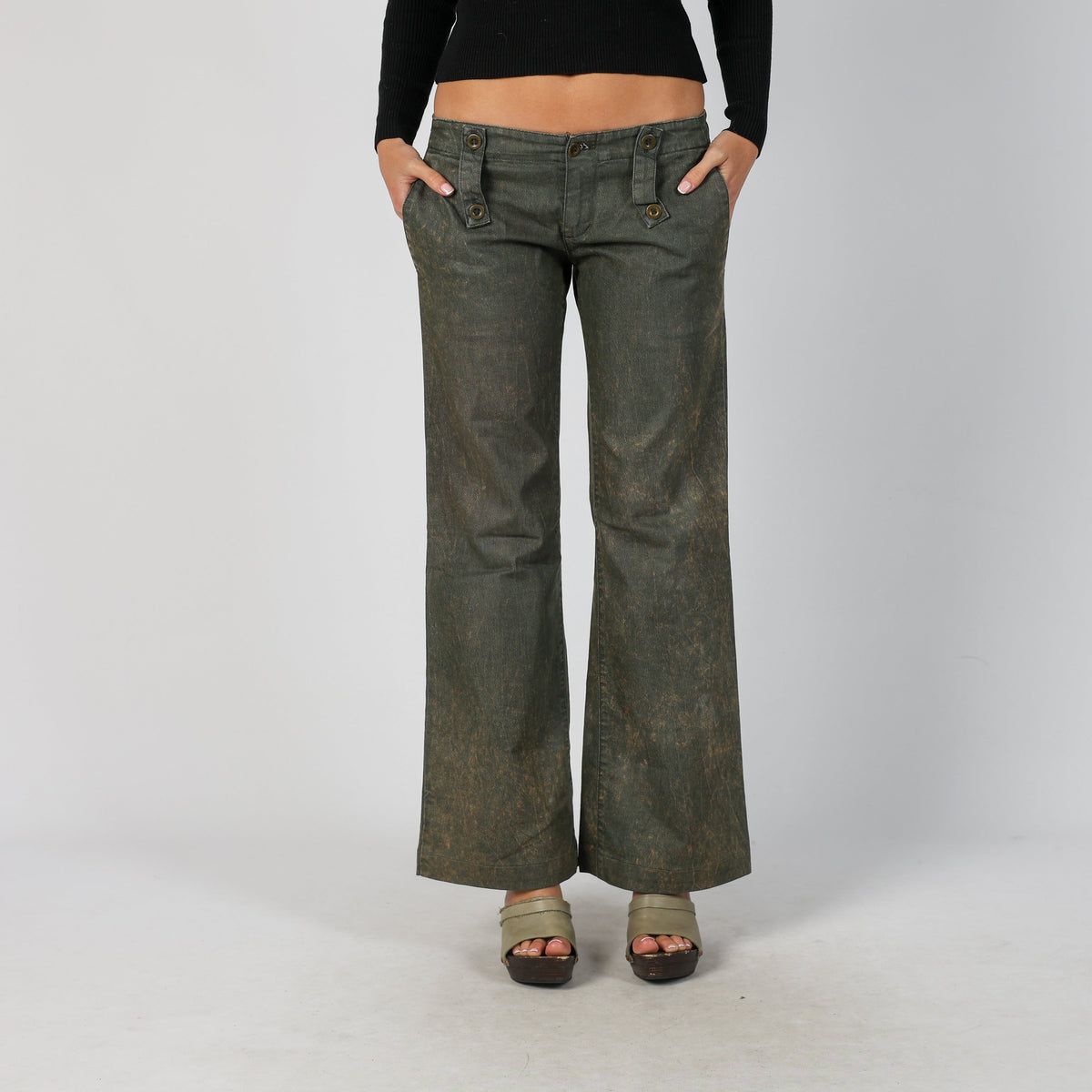 Dark Green Y2K Made in Italy Bootcut Jeans (M)