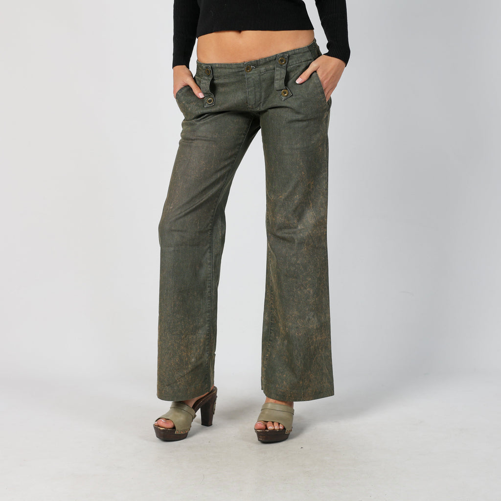 Dark Green Y2K Made in Italy Bootcut Jeans (M)