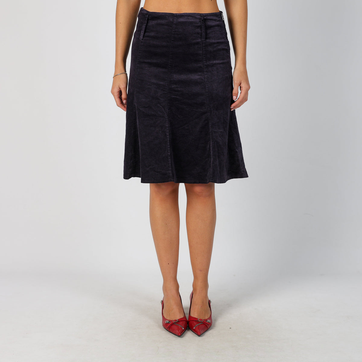 Purple Y2K Woven Midi Skirt (S)