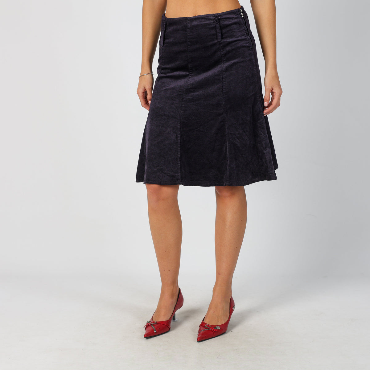 Purple Y2K Woven Midi Skirt (S)