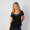 Black Y2K Pure Oxygen Lace Top (S)
