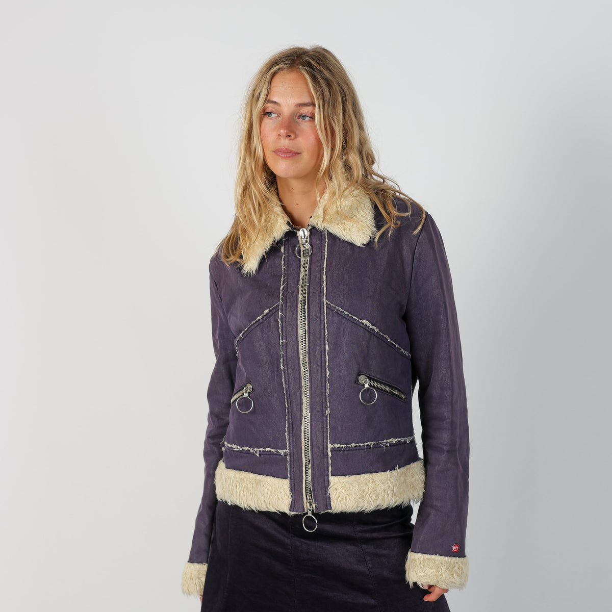 Purple Y2K Made in Italy Afghan Coat (M)