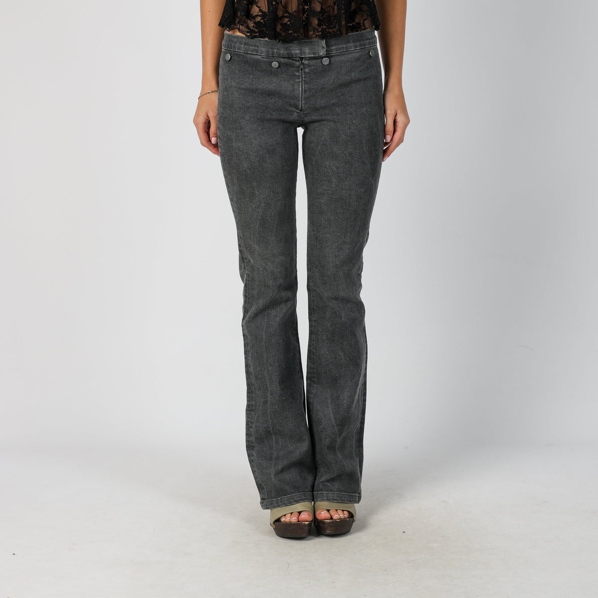 Black Y2K Made in Italy Bootcut Jeans (M)