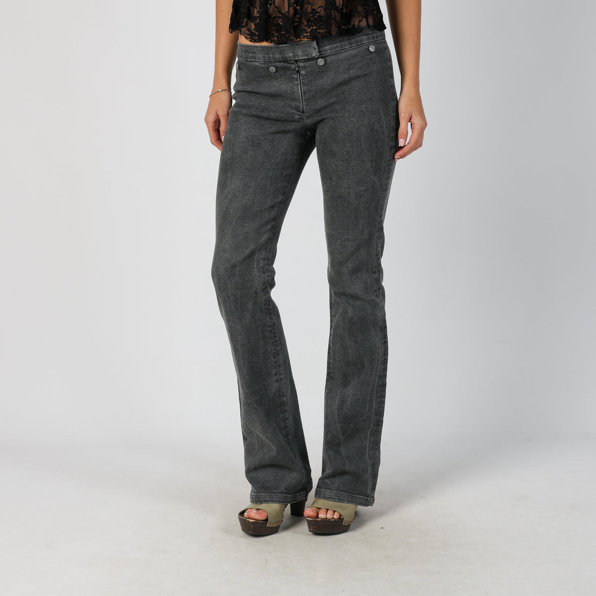 Black Y2K Made in Italy Bootcut Jeans (M)